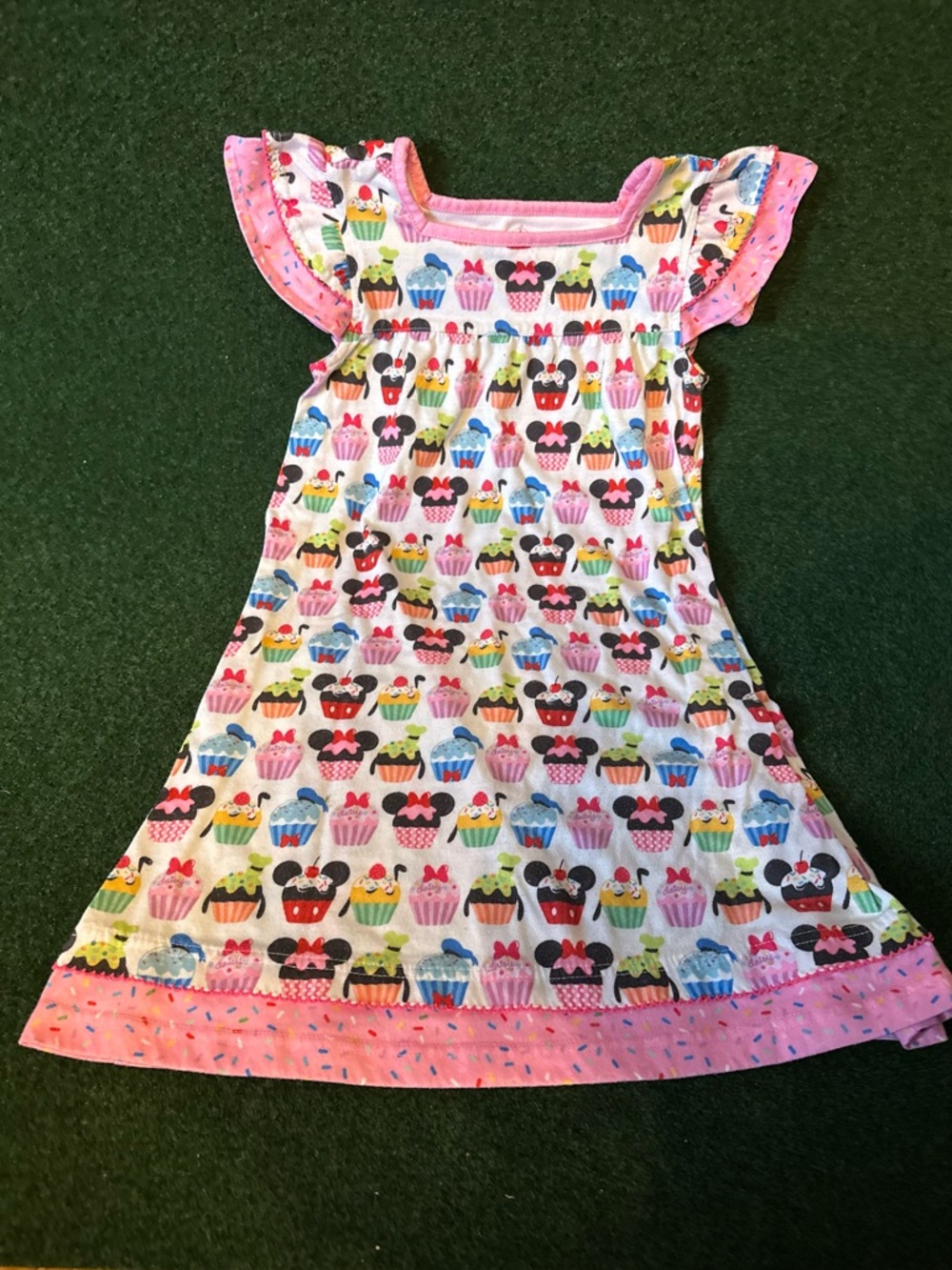 Disney Girls Cupcake & Minnie Ear Print nightgown with pink trim